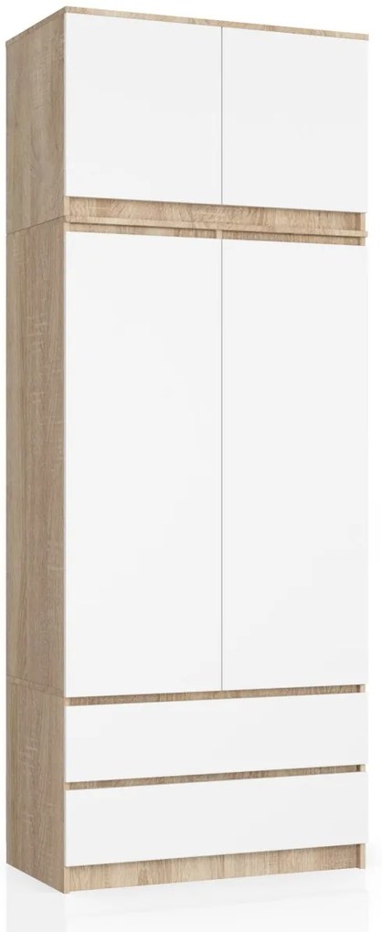 Šatníková skriňa s nadstavcom Star 90 cm dub sonoma/biela