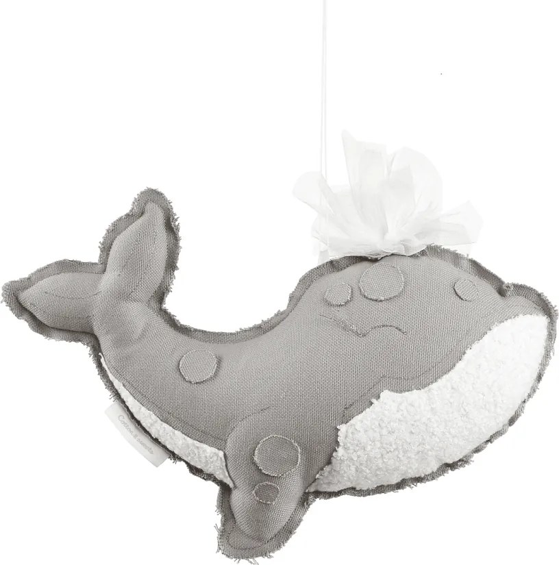 Závesná dekorácia veľryba šedá 40x25x8cm