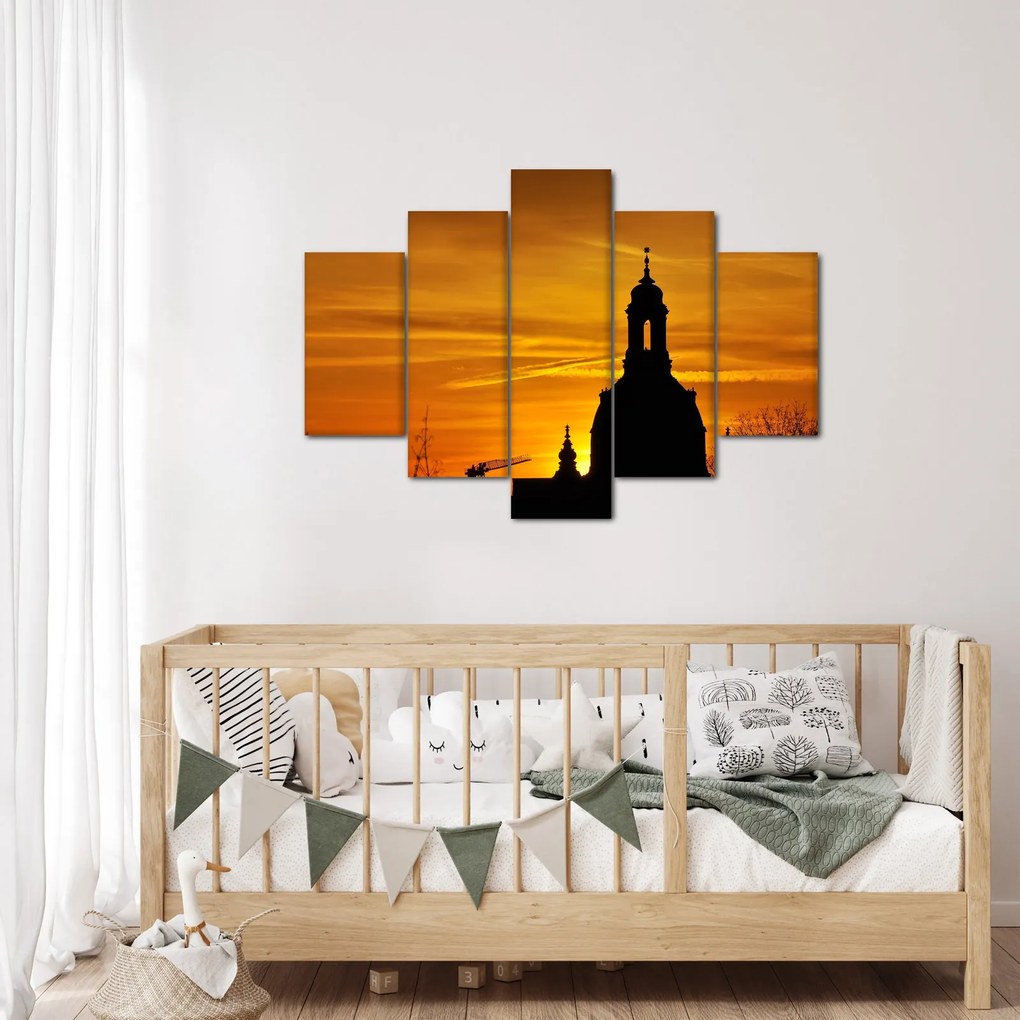 Obraz kostola pri západe slnka (150x105 cm)