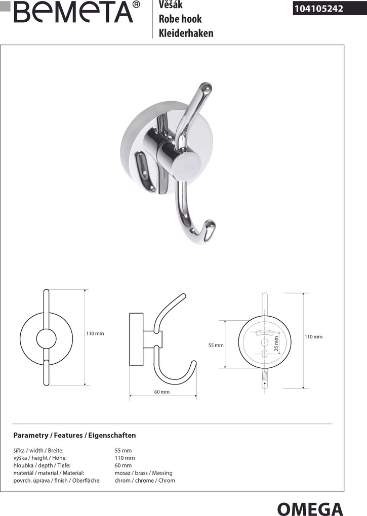 Bemeta Design OMEGA: Vešiak - 104105242
