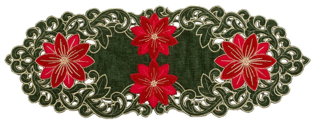 VIANOČNÝ BEHÚŇ NA STÔL POINSETTIA 35X183 CM VZOROVANÝ