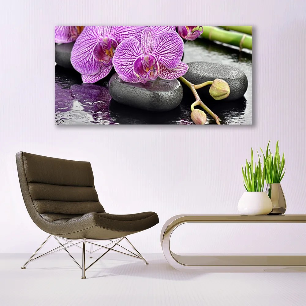 Obraz plexi Kamene zen orchidea kúpele 120x60 cm