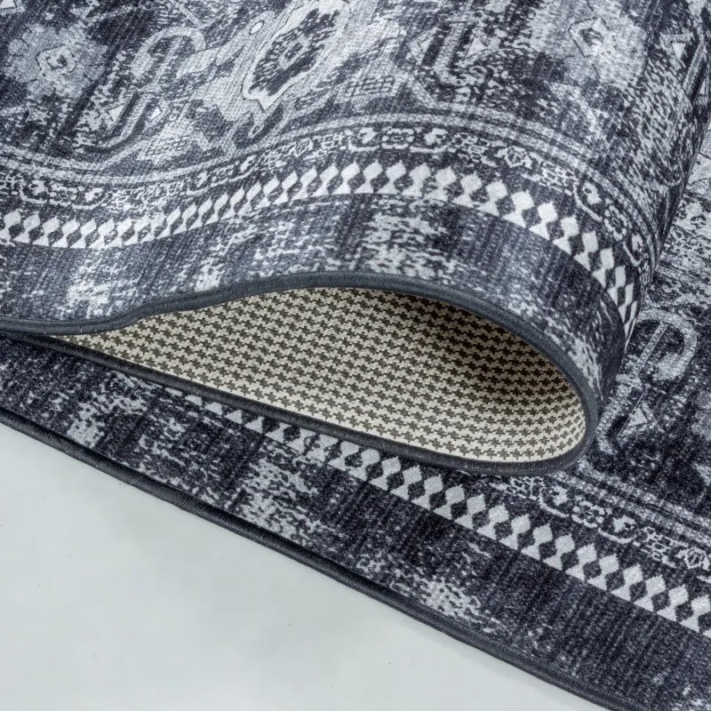 Kusový koberec Fiesta 4301 black, 80x250, čiernobiela, chodba / predsieň, Ayyildiz