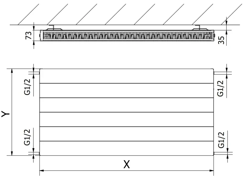 Mexen, Panelový radiátor Mexen Line CL21 500 x 1000 mm, bočné pripojenie, 1008 W, biely - W421L-050-100-00