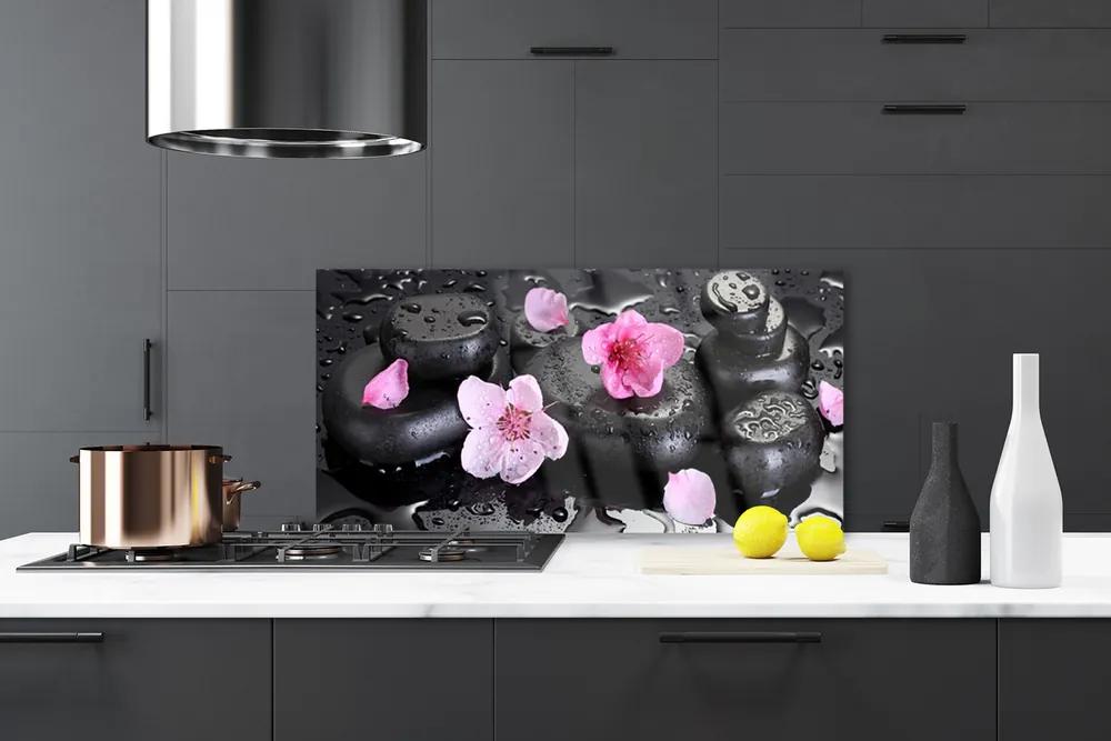 Sklenený obklad Do kuchyne Kvet kamene umenie 100x50 cm