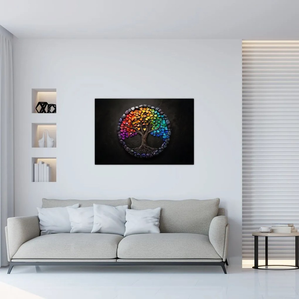 Obraz – Strom plný farebných sŕdc (90x60 cm)