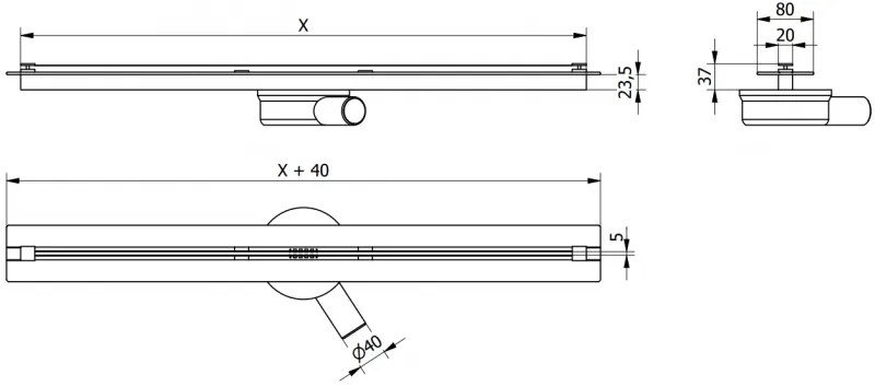 MEXEN Flat 360 Super Slim podlahový žľab otočný 90 cm, čierna 1751090 - MEXEN