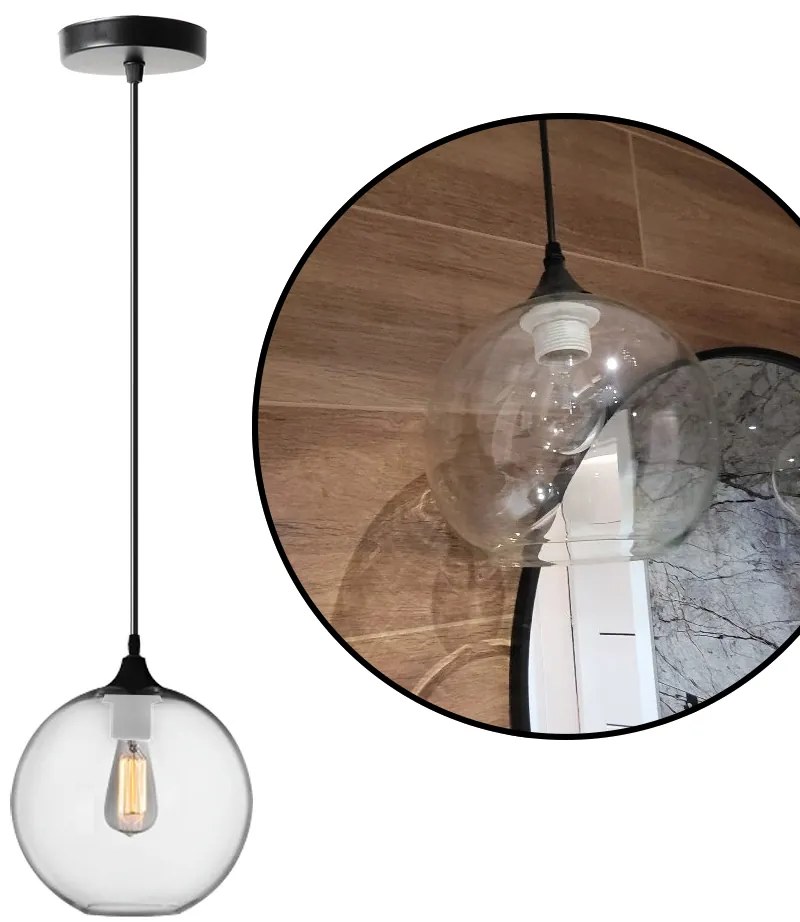 Stropné svietidlo BALL čierne/biele - kov/sklo - číre