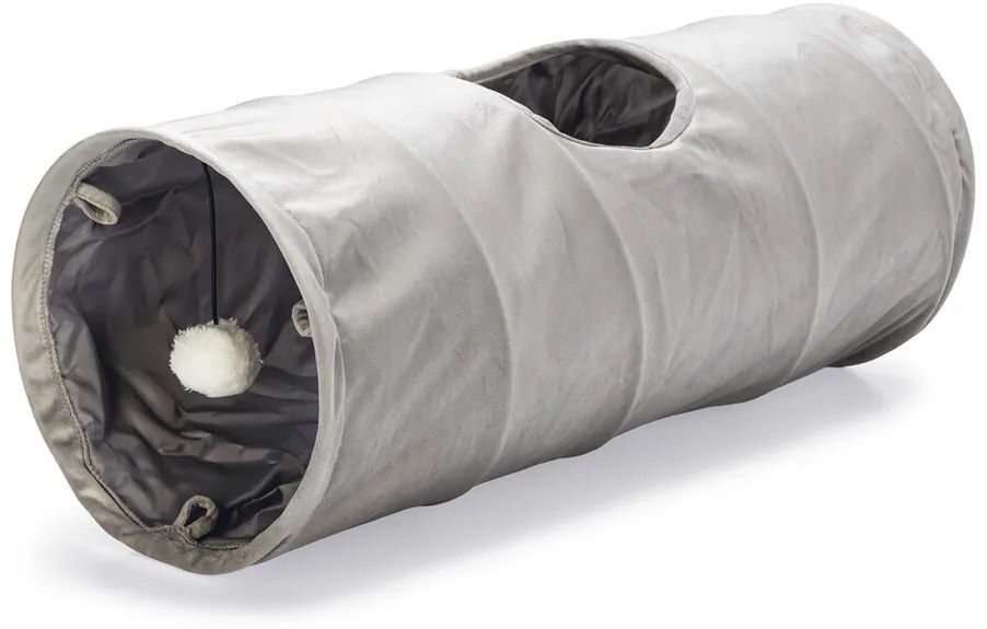 Dizajnový tunel pre mačky Lord šedá zamat 65cm