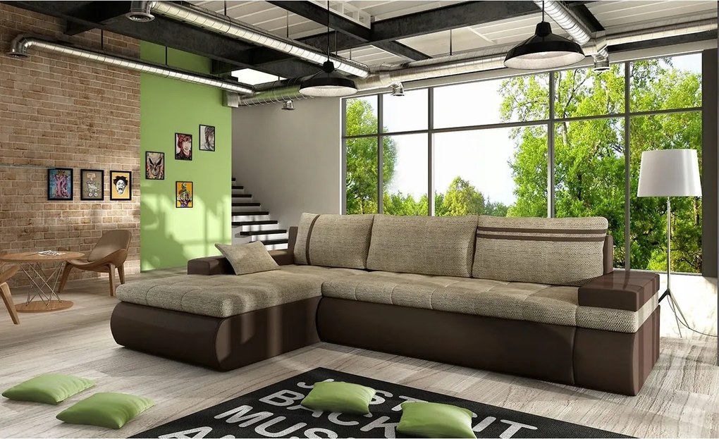 Rohová sedacia súprava Sprint (tmavohnedá béžová)