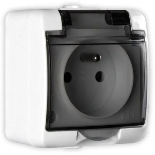 Elhard Vonkajšia zásuvka na omietku Tew, IP44, biela TE2100W