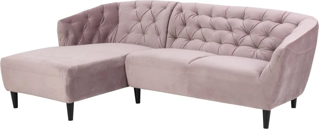 Luxusná sedacia súprava Nyree 222 cm ľavá, svetlo ružová