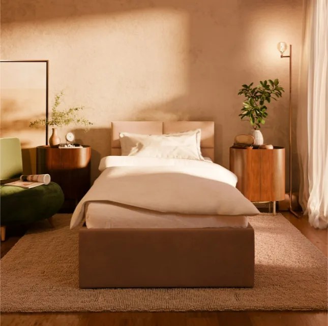 Čalúnená posteľ BORGO Velvet 90×200 cm béžová