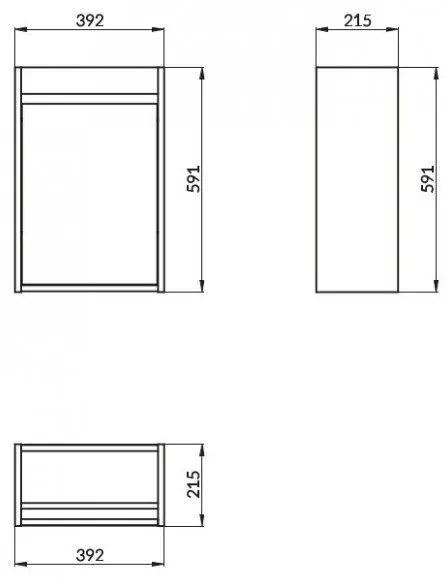 Cersanit - závesná skrinka 40cm, biely lesk , Cersanit Crea, S924-001