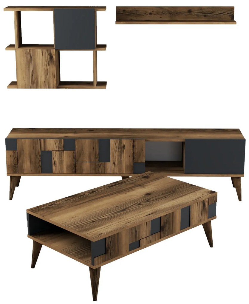 Súprava nábytku do obývacej izby Madrid orech/antracit