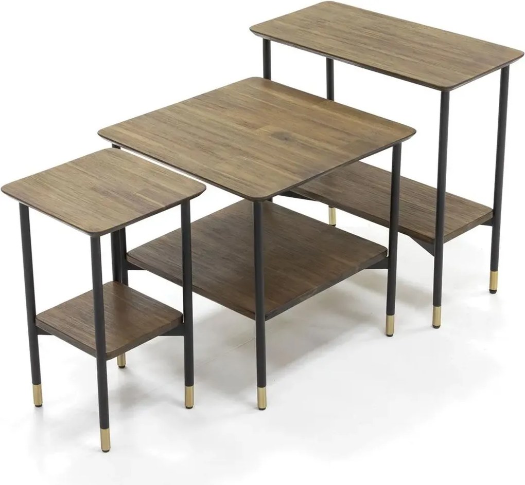 Odkladací stolík Maze 50 cm z masívu hnedý/čierny