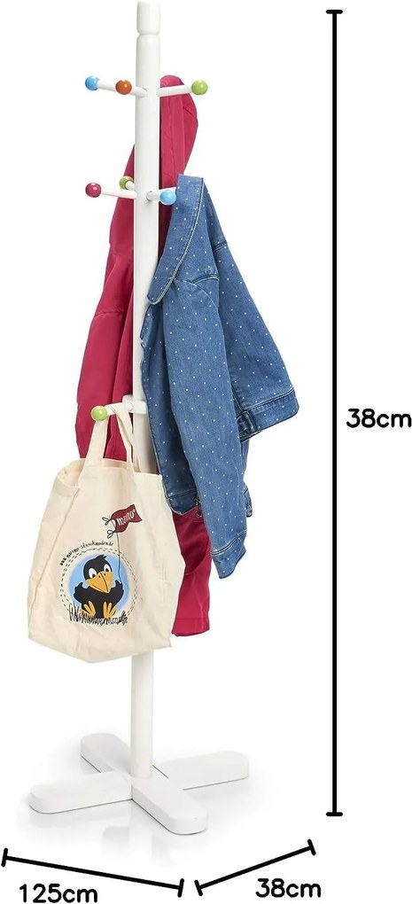 Zeller Present Detský vešiak, stojan na oblečenie s 10 farebnými háčikmi
