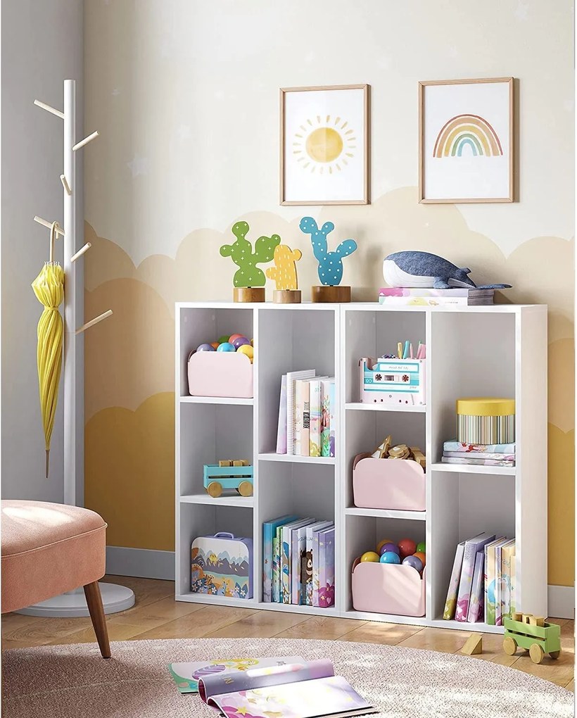 Knižnica s 5 priehradkami, biela