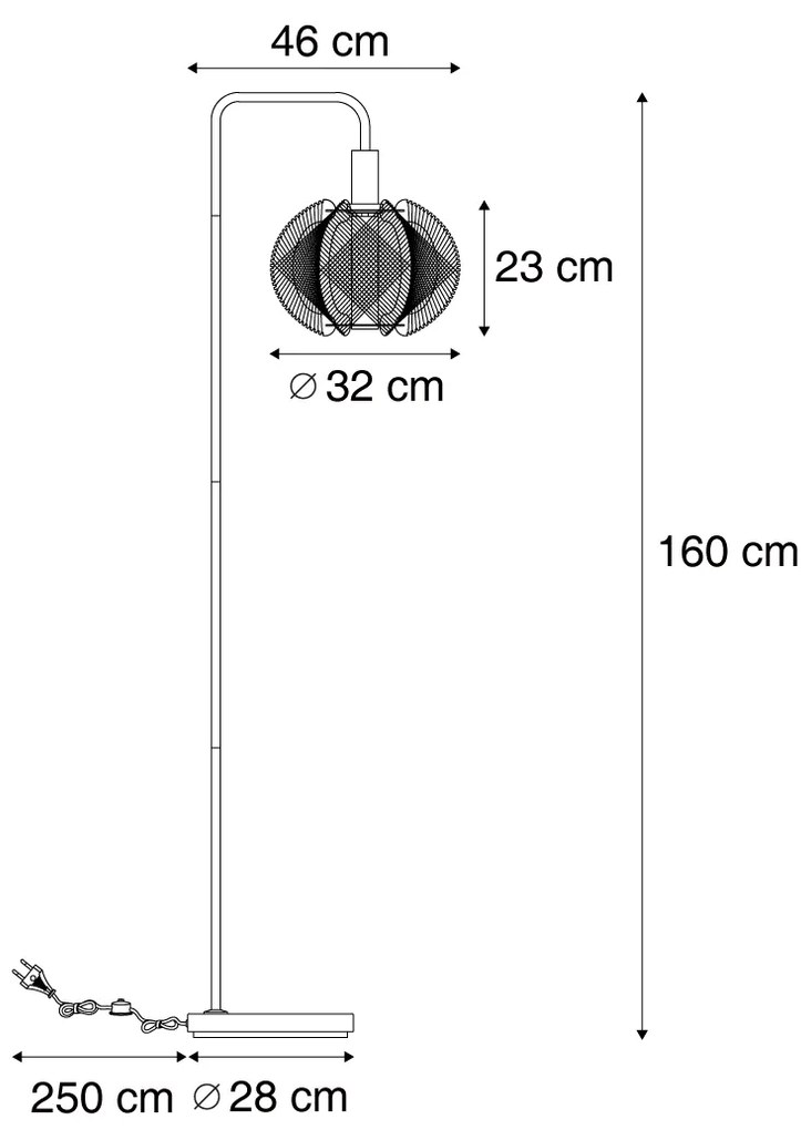 Japandi stojaca lampa béžová s tienidlom - Gertie