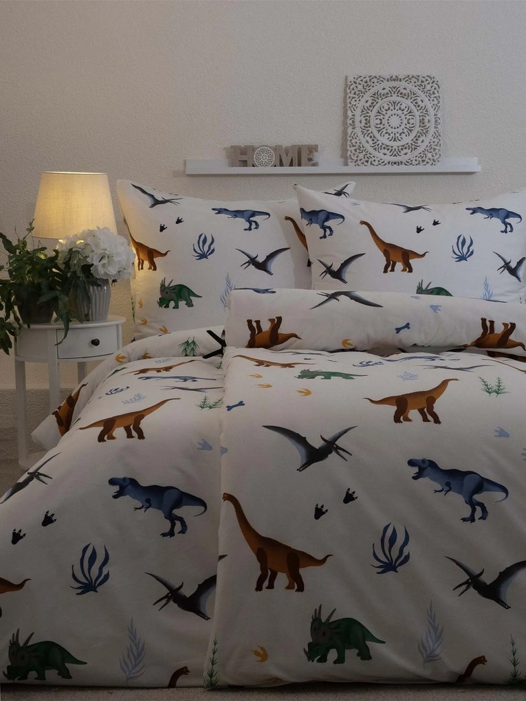 Bavlnené obliečky Renforcé - Dinosaury 140 × 200 cm, 70 x 90 cm