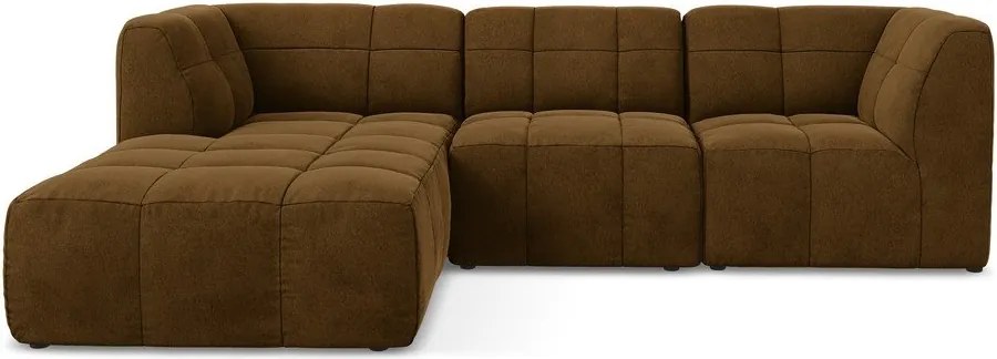 Zamatová rohová pohovka v horčicovej farbe (ľavý roh/s leňoškou) Aloha – Makamii