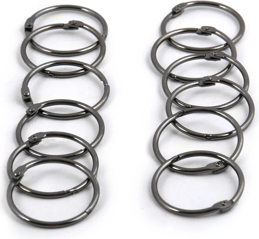 Matne čierne krúžky k sprchovému závesu v súprave 12 ks Ringo Small – Spirella