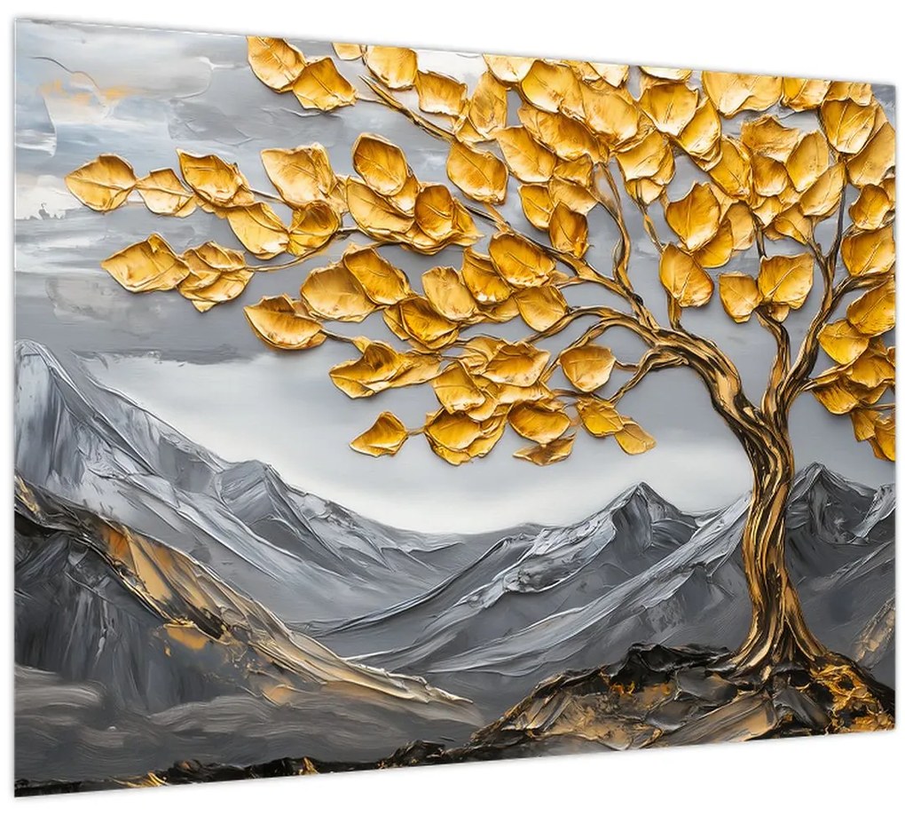 Obraz – Strom so zlatými listami (70x50 cm)