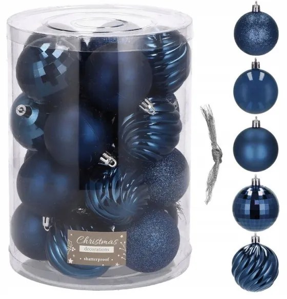 SPRINGOS Vianočné banky modré mix - 6cm, sada 20ks