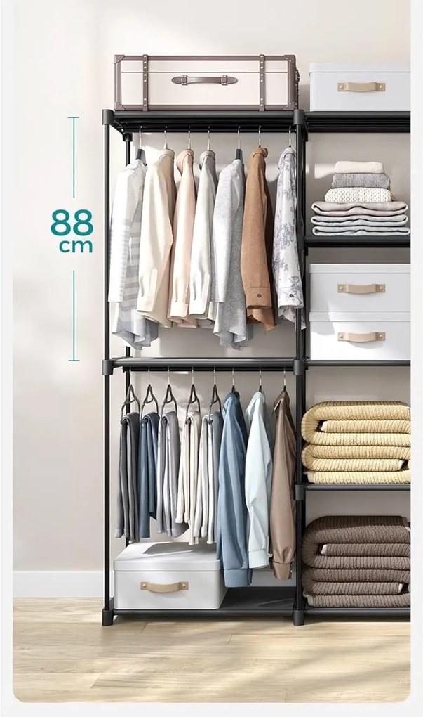 Otváracia šatníková skriňa Melisa 182 cm čierna