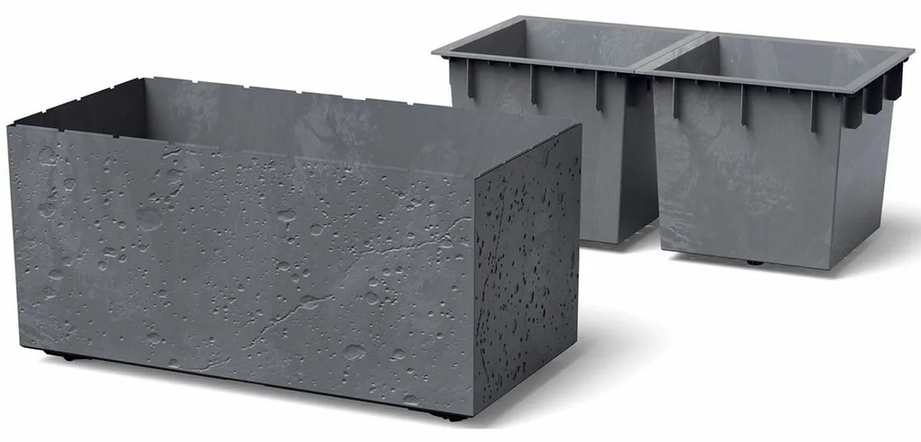 Kvetináč SIERRA CASE BETON EFFECT 57,7 cm , čierny, S