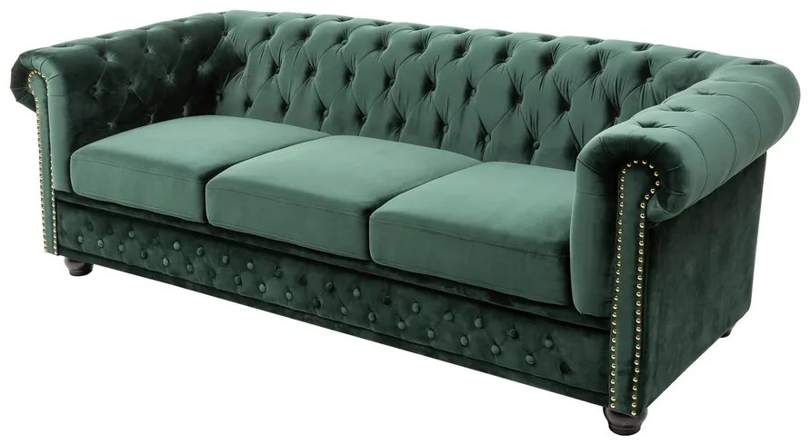Dizajnová trojsedačka Chesterfield 205 cm zelená