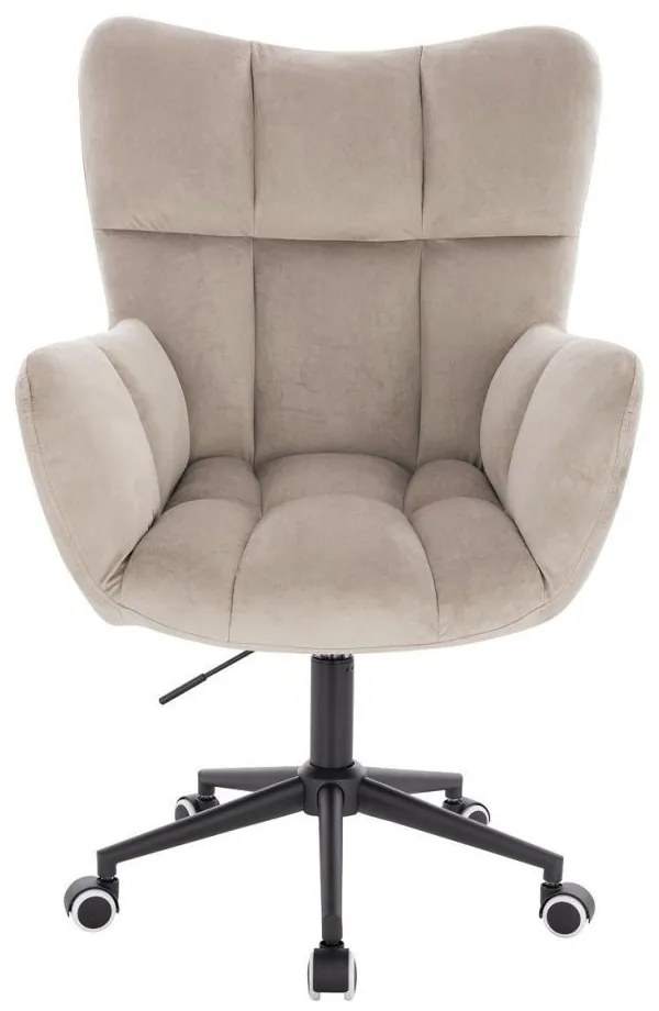 LuxuryForm DESIGN Otočné kreslo AURORA VELUR na čiernej podstave s kolieskami - latte
