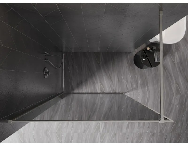 Mexen Kioto-F, sprchová zástena s rámom 130 x 202 cm, 8 mm šedé sklo, oceľový profil, 800-130-104-97-40