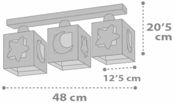 Dalber 63233NE - Detské stropné svietidlo MOONLIGHT 3xE27/60W/230V