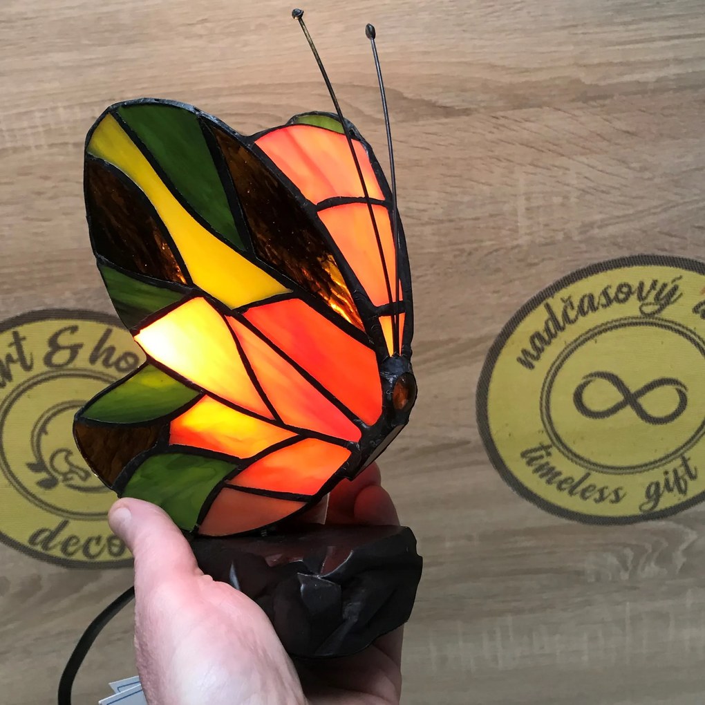 Detská lampa tiffany MOTÝĽ_O 16*17