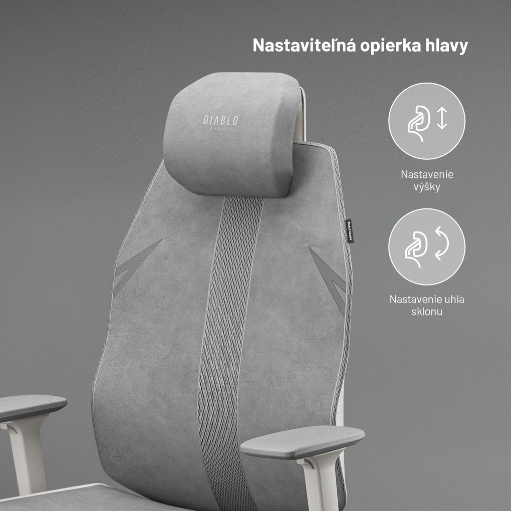 Ergonomická kancelárska stolička, svetlosivá: Diablo V-Flash Light Grey