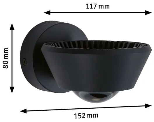 Paulmann 79769 - LED/9W IP44 Stmievateľné nástenné svietidlo SABIK 230V