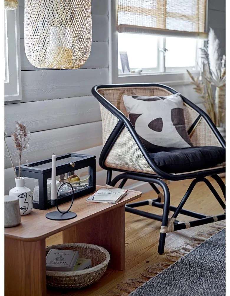 Čierno-béžové kreslo s výpletom Loue - Bloomingville