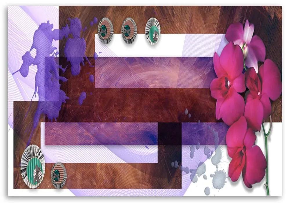 Obraz na plátně Abstraktní orchidej fialová - 100x70 cm