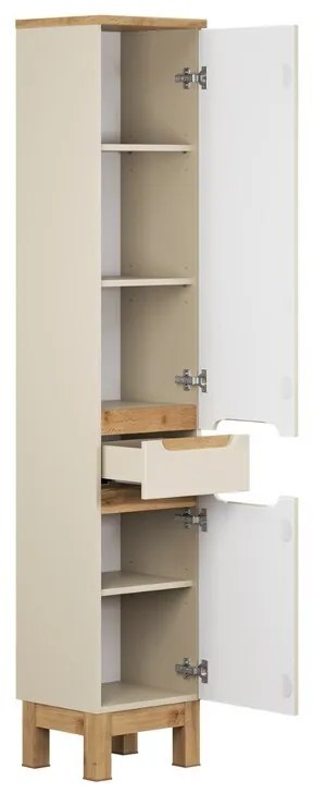 Koupelnová sestava Bali Casad Pati s deskou, umyvadlem a skříňkami 60 cm kašmírová/dub wotan