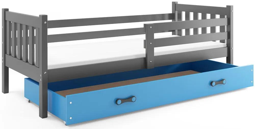 Detská posteľ s úložným priestorom CARINO | 80 x 190 cm Farba: Sivá / Modrá