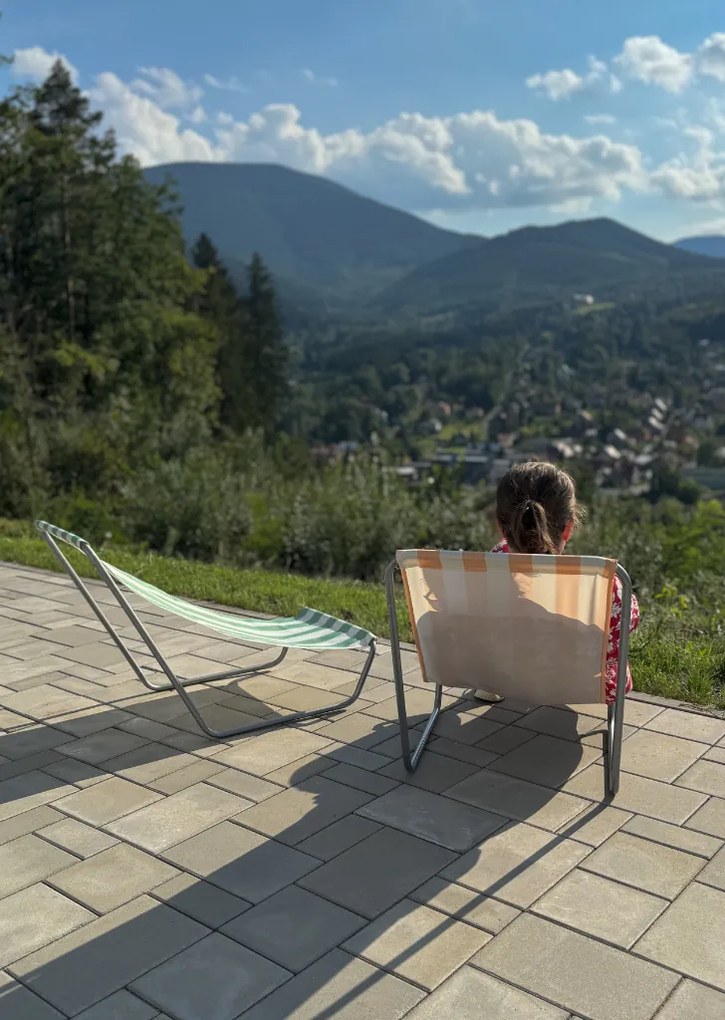 Skladacie plážové ležadlo SAND, oranžové pruhy