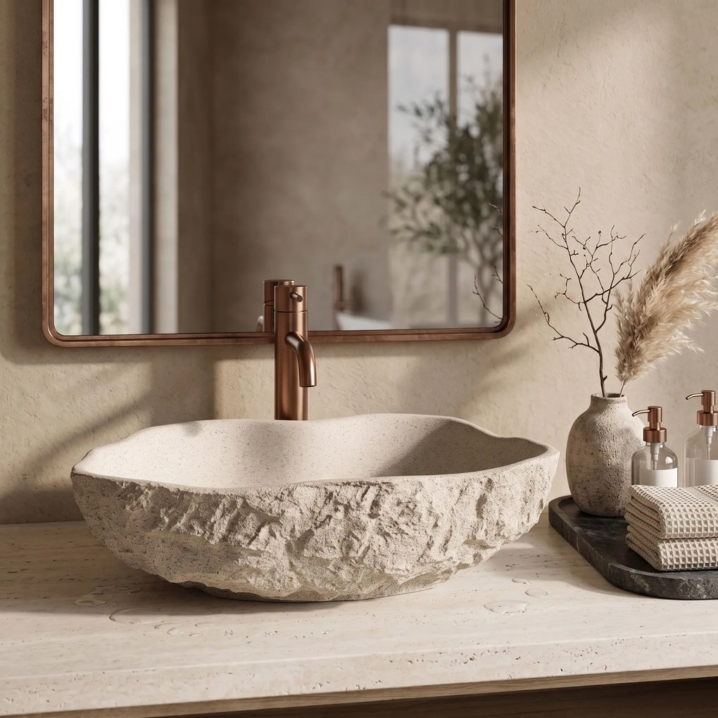 Rea Isla Warm Beige, umývadlo na dosku 490x370x140 mm, béžová, REA-U7882