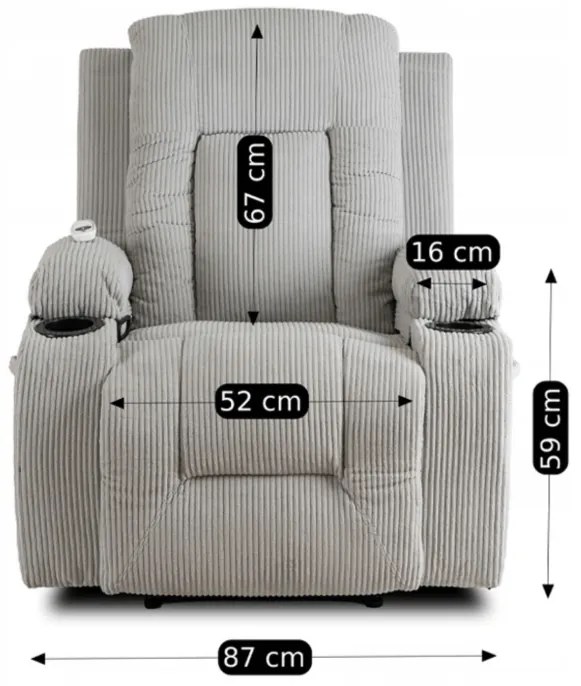 JAKS Masážne kreslo šedé menčester Box