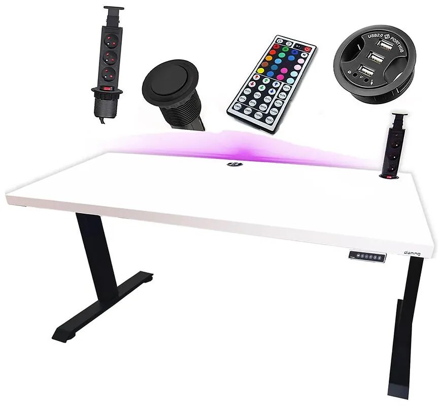 Písací Stôl Low Elektr. Biely 120x60x3,6 Model 3