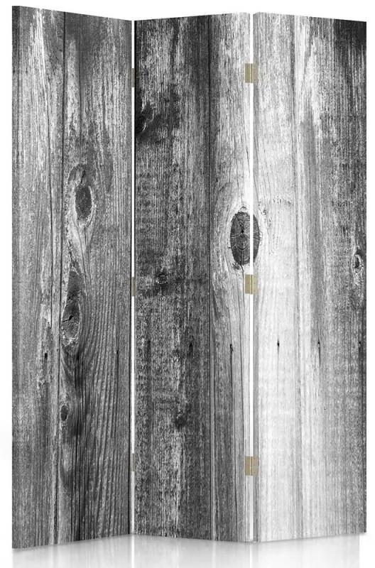 Ozdobný paraván Přírodní dřevo - 110x170 cm, trojdielny, obojstranný paraván 360°
