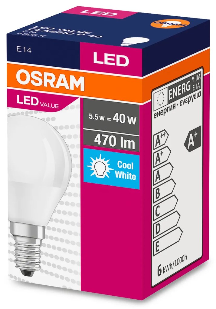 OSRAM LED žiarovka VALUE, E14, Mini, 5,7W, 470lm, 4000K, neutrálna biela