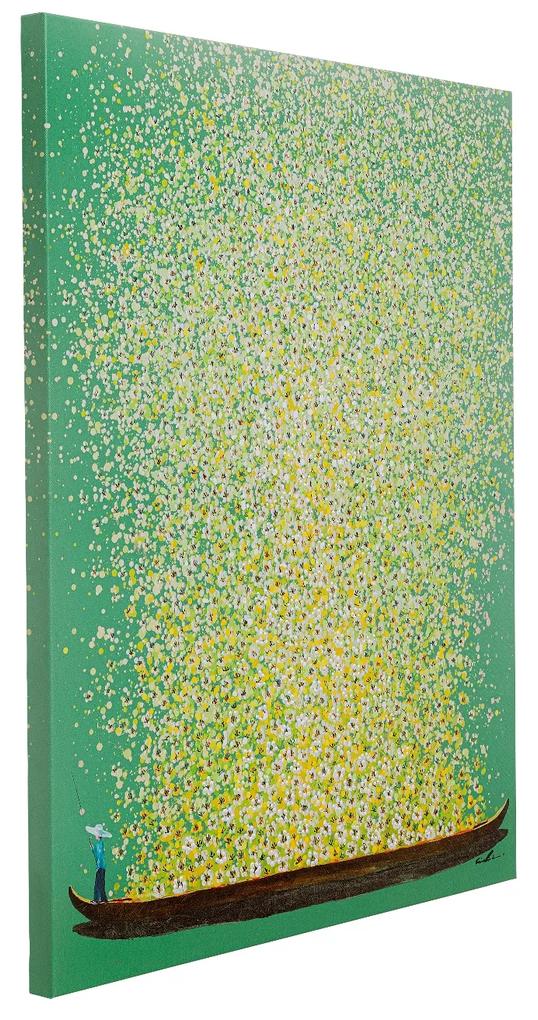 Flower Boat obraz zeleno-žltý 80x100 cm