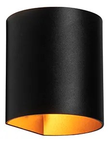 Moderná nástenná lampa čierna s mosadzou - Sabbio