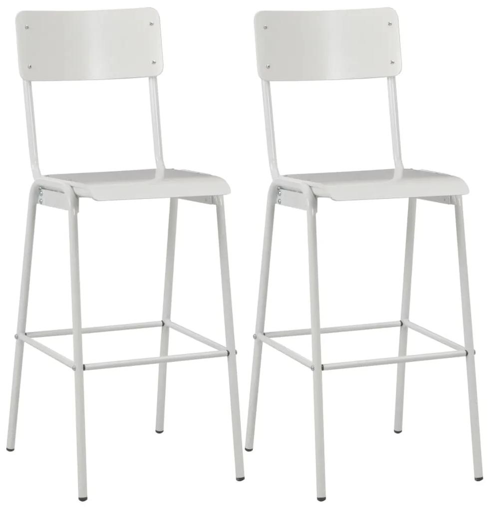 vidaXL Barové stoličky 2 ks, biele, masívna preglejka a oceľ